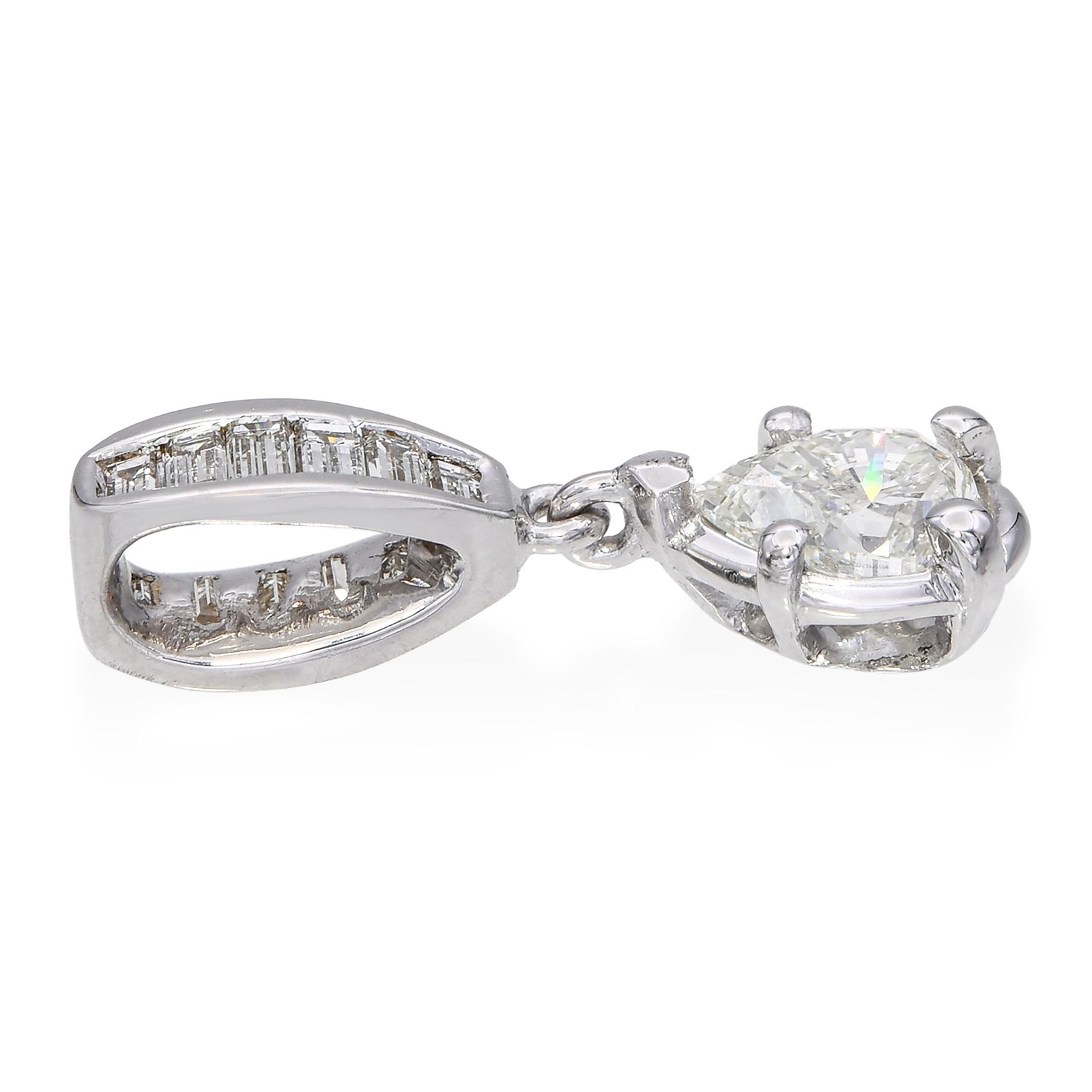 Vintage Platinum GIA 0.98tcw J Si2 Diamond Pendant