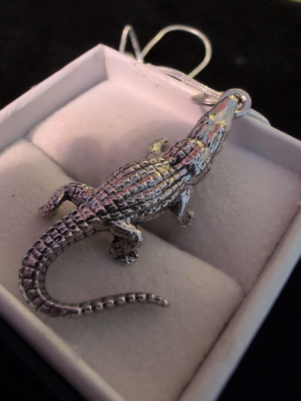 Thick Solid Sterling 925 Alligator Pendant Bayou Hunter Louisiana Ori. Cast 12G
