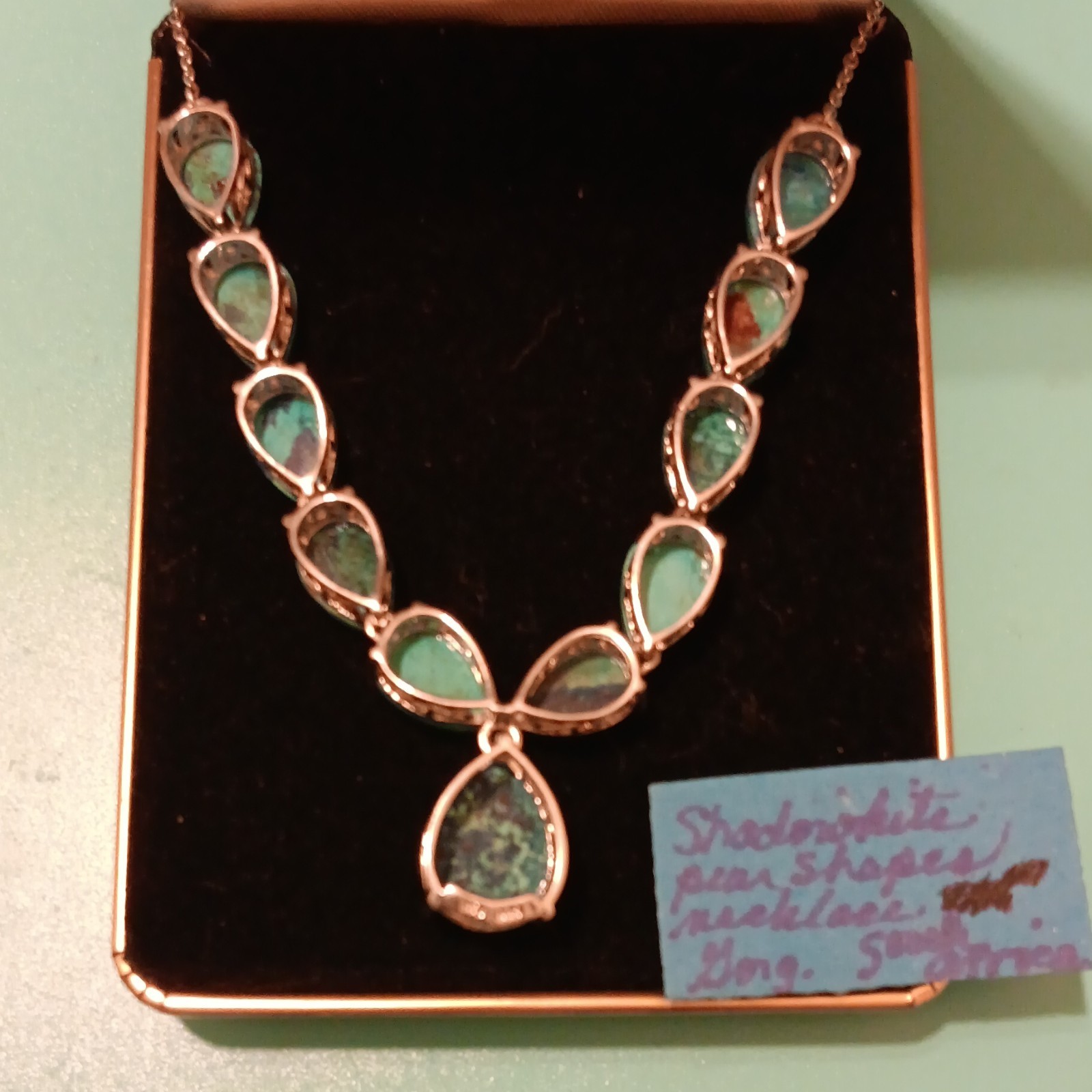 STS Shattuckite 925 Sterling Silver Pear Shape Necklace Pendant Congo India