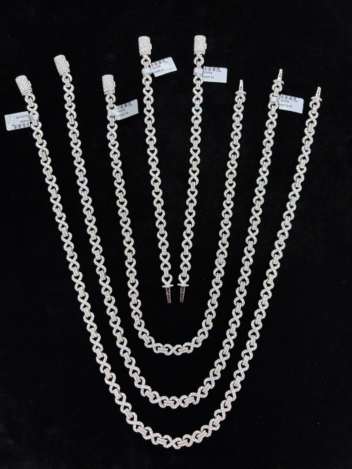 925 Sterling Silver VVS Moissanite Reverse Set Infinity Chain Hip Hop Necklace
