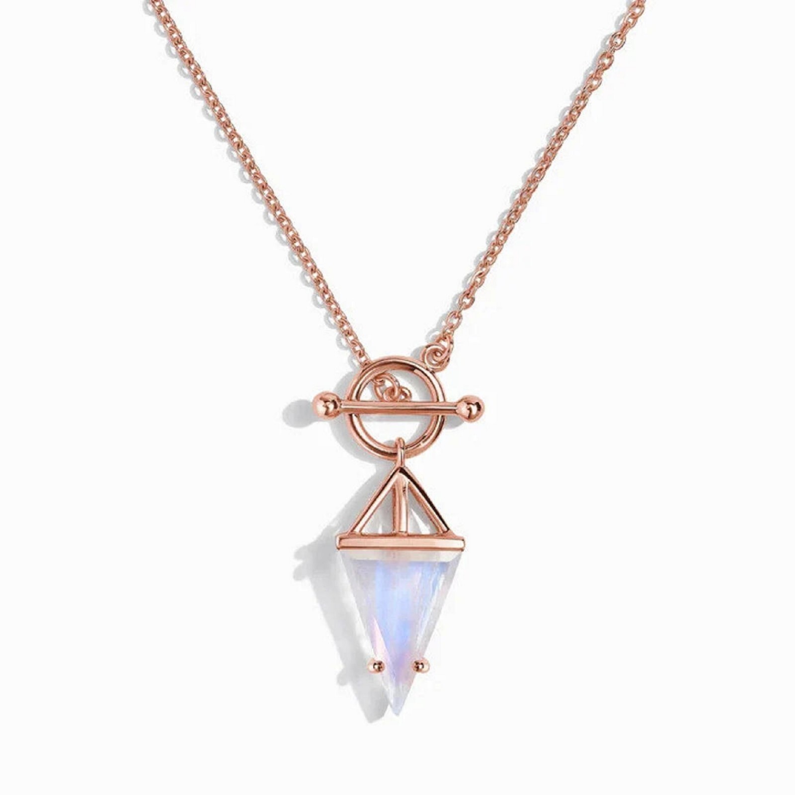 Rainbow Moonstone Necklace Silver Handmade Minimalist June Birthstone Pendant
