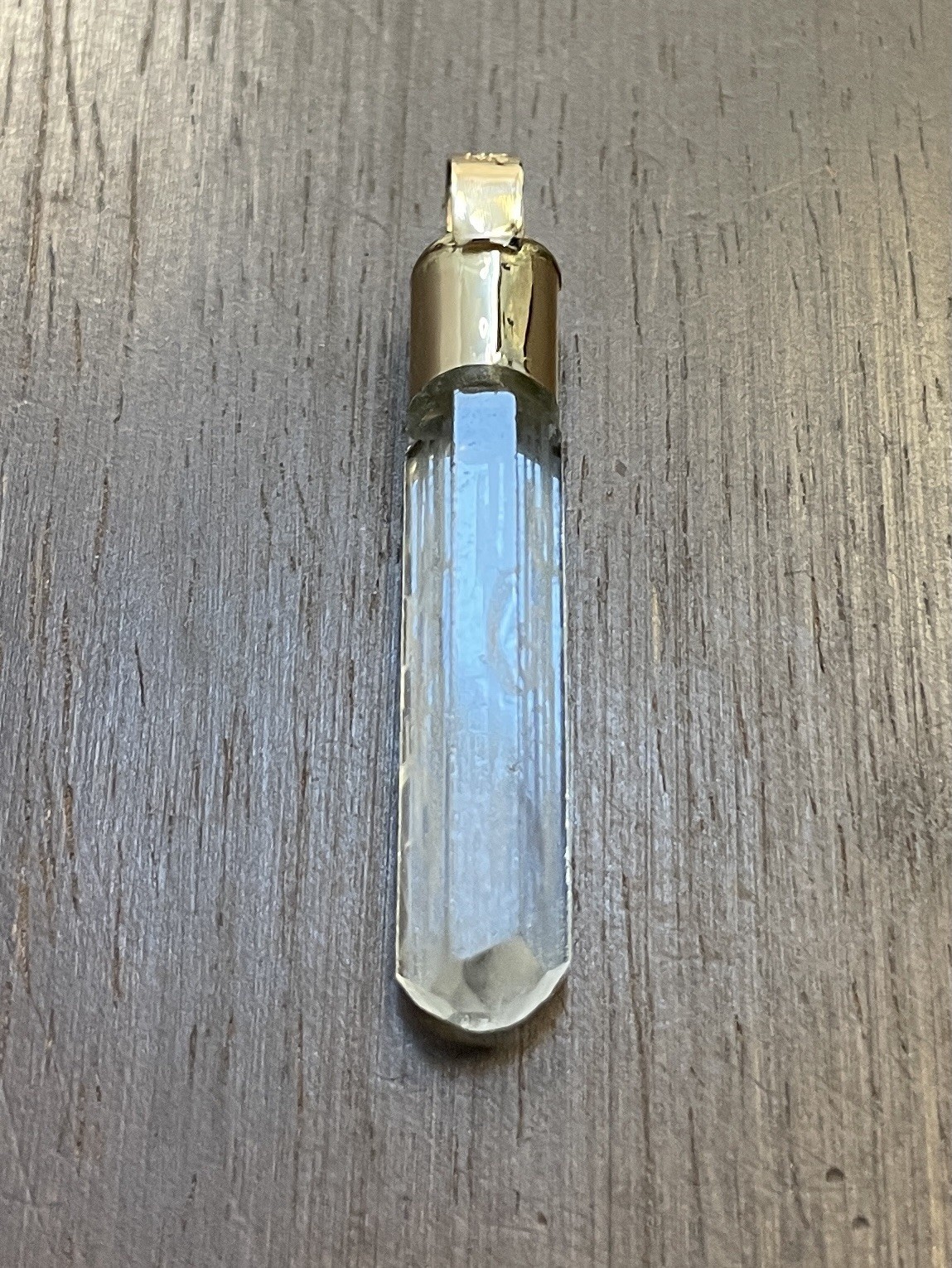14K Solid Gold GLOWING Green- Blue Natural Aquamarine Gemstone Crystal Amulet!