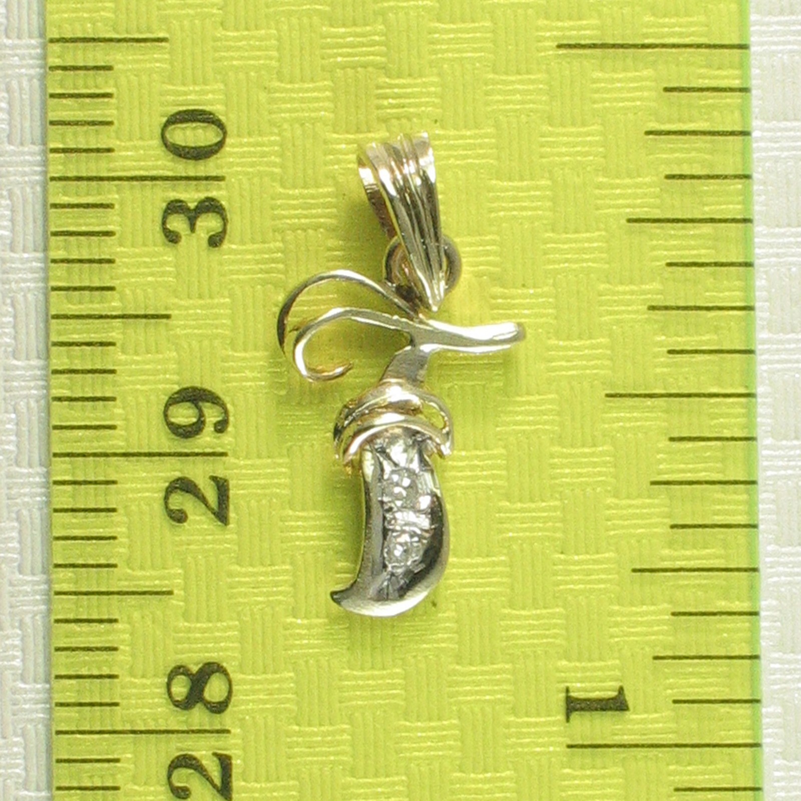 14k Yellow Gold Diamond Letter F Initial with Bail Pendant