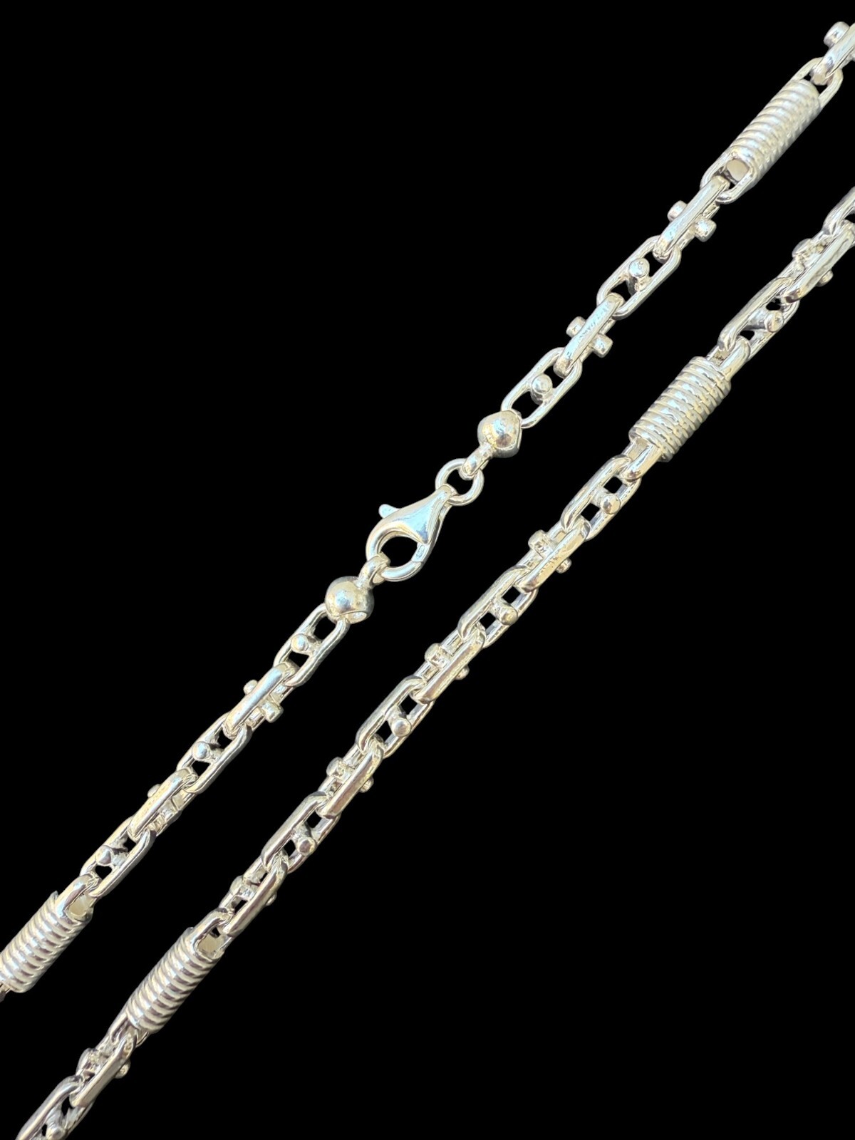 Real 925 Sterling Silver Handmade 5mm Spring Barrel Bullet Rolo Chain Necklace