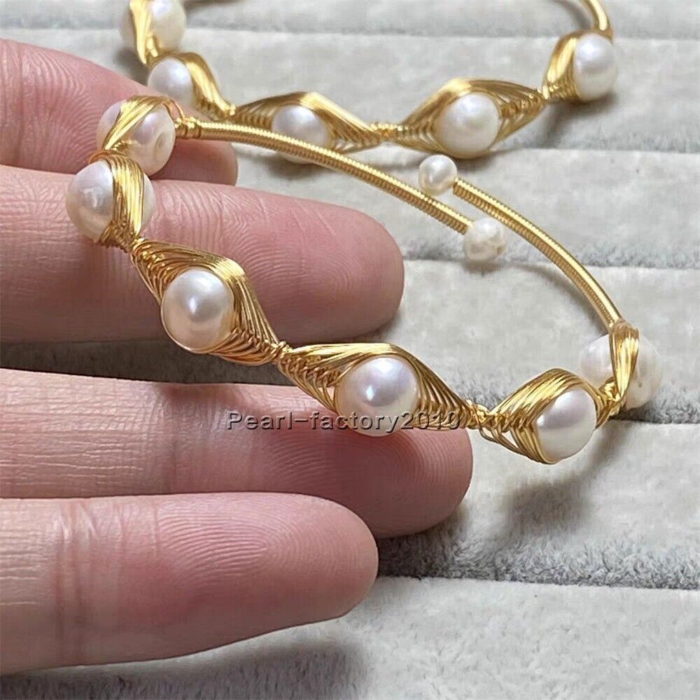AAA Akoya Real Natural White Pearl Bracelet 14k Gold 7.5-8″
