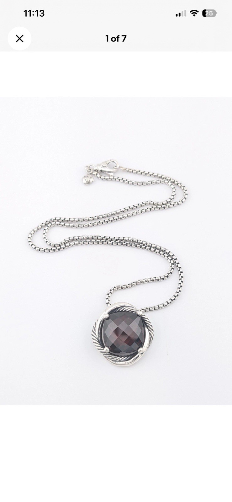 David Yurman Infinity 14mm Pendant Necklace With Garnet & 17 in Chain