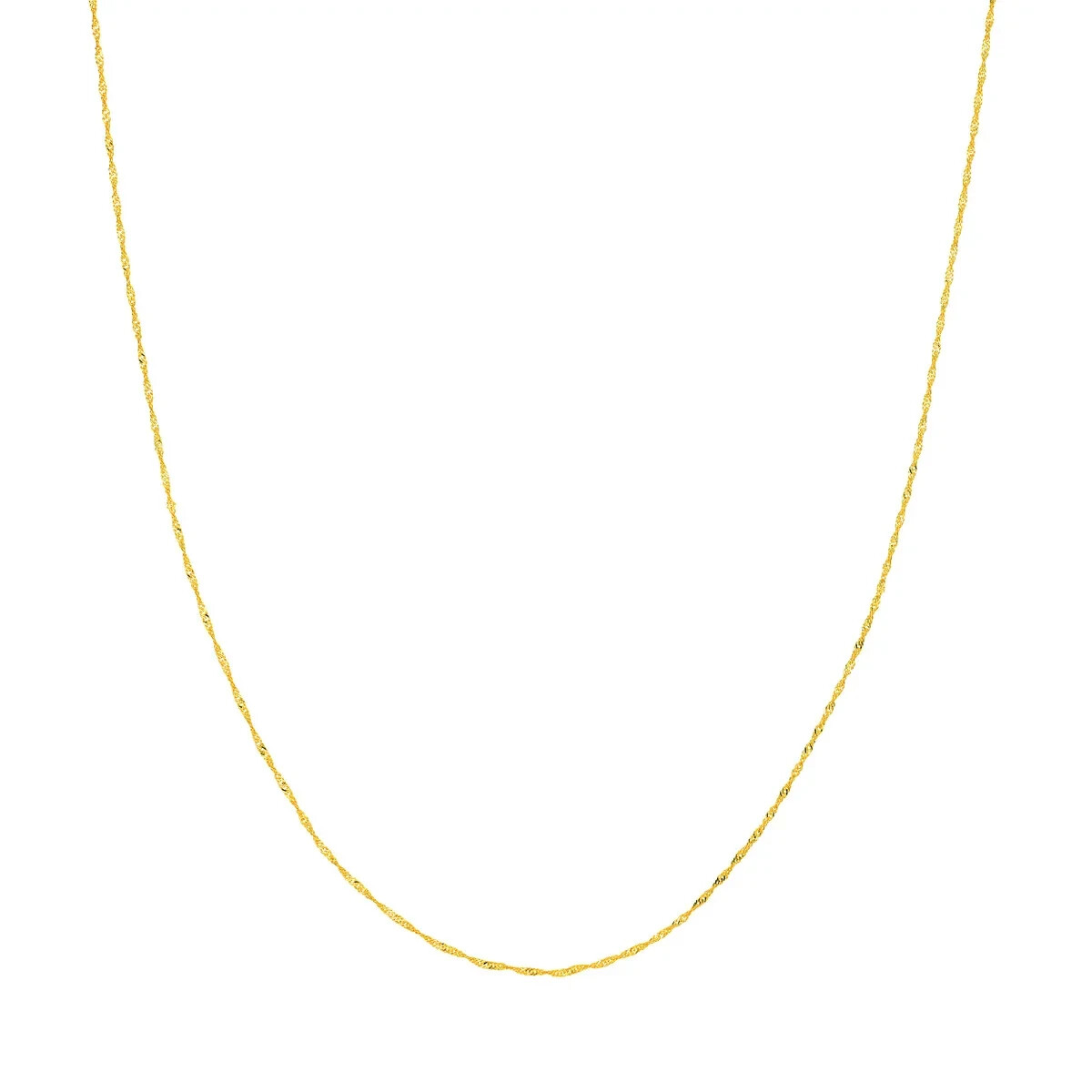 14K Yellow Solid Gold Twisted Classic Singapore Chain Necklace Women 1-1.4mm