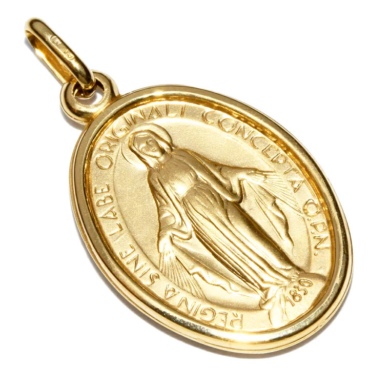 UNOAERRE 18K Yellow Gold Virgin Mary Pendant Top K18YG Charm 1.8g Italy Authenti