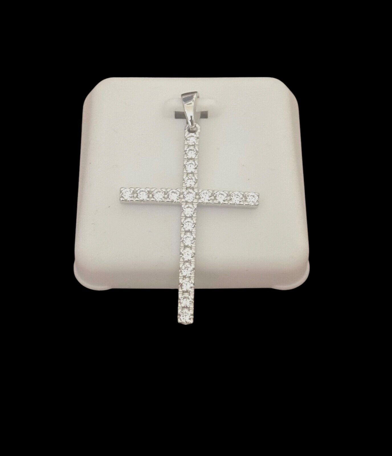 Sterling Silver Pendant- CROSS -cubic zirconias- clear stones