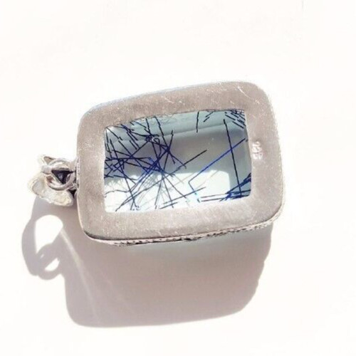 Blue Rutilated Quartz Gemstone 925 Sterling Silver Handmade Jewelry Pendant