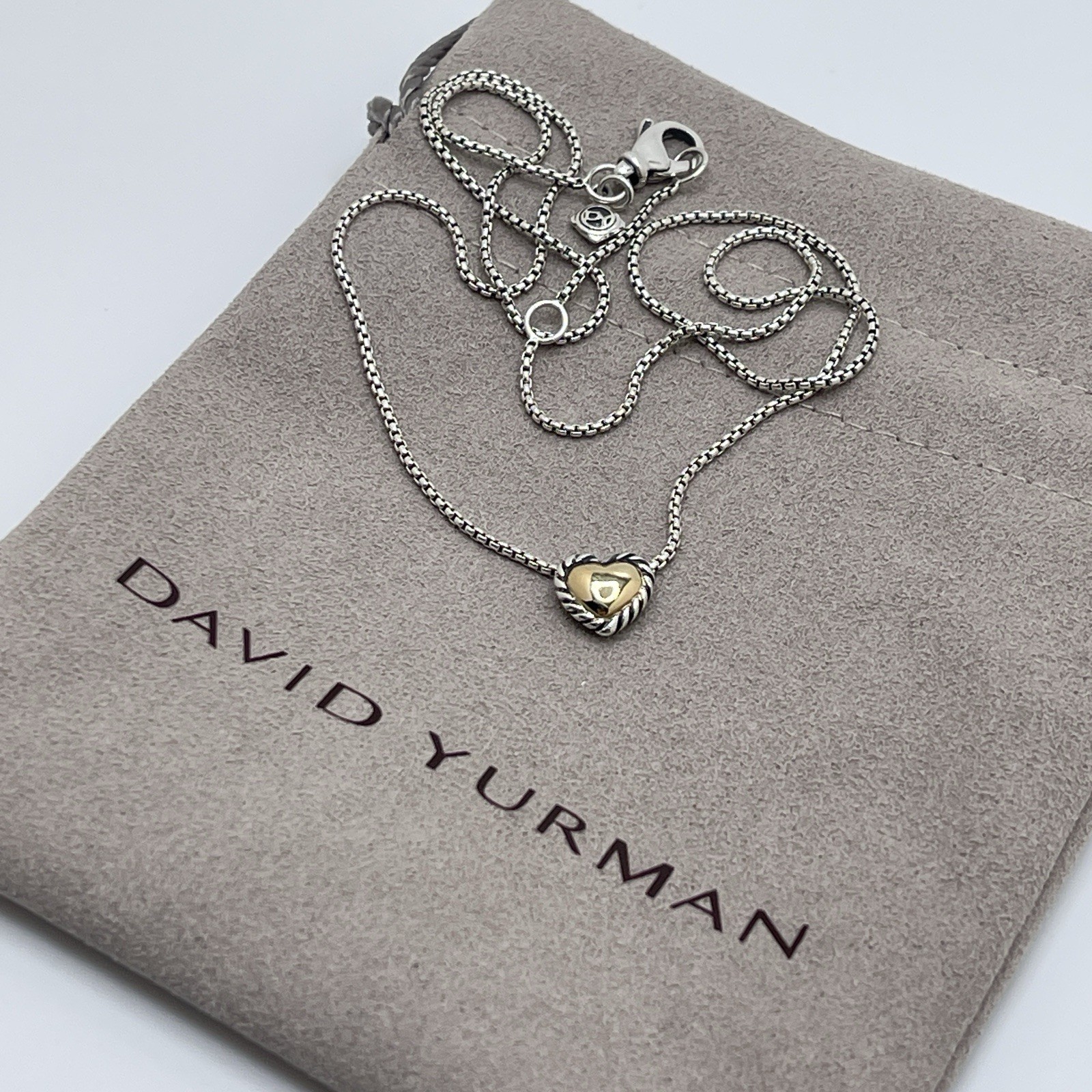 David Yurman Cookie Classic Heart Necklace Sterling Silver With 18K Gold