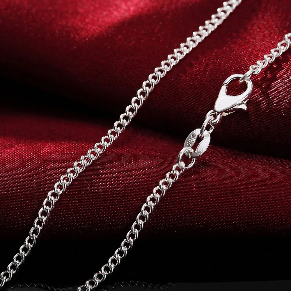 Genuine 925 Sterling Silver Curb Chain Necklace Lobster Clasp 16″-30″ Gifts