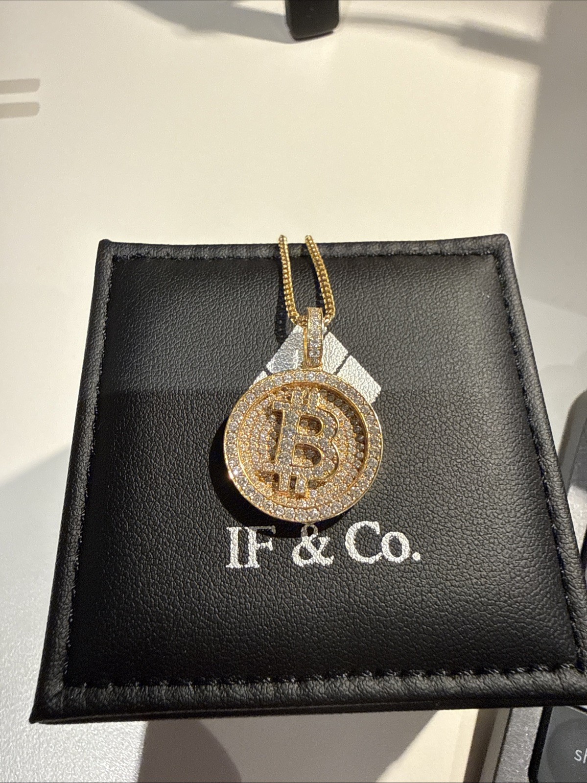 IF & Co. Micro Bitcoin Piece Fully Iced Yellow Gold VS-SI Franco 20 Inch Chain