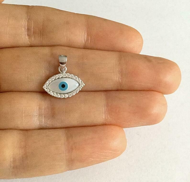 925 Sterling Silver Evil Eye Pendant,Evil Eye Charm / 925 Plata Dije Ojo -ESN19