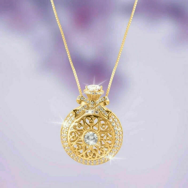 1.20Ct Round Cut VVS1/D Diamond Halo Pendant 14K Yellow Gold Finish Free Chain