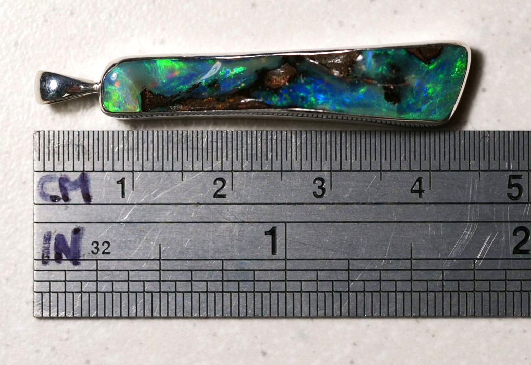 Australian Natural Queensland Solid Boulder Opal Silver 925 Pendant Hallmarked