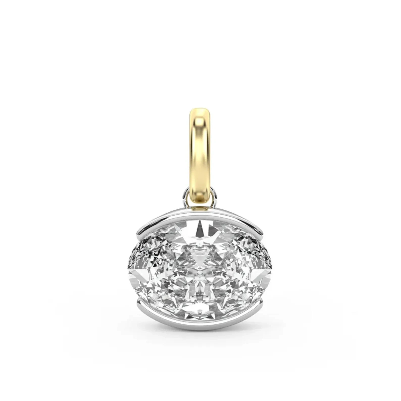 2.50Ct East West Oval Moissanite Pendant 925 Sterling Silver Teardrop Necklace