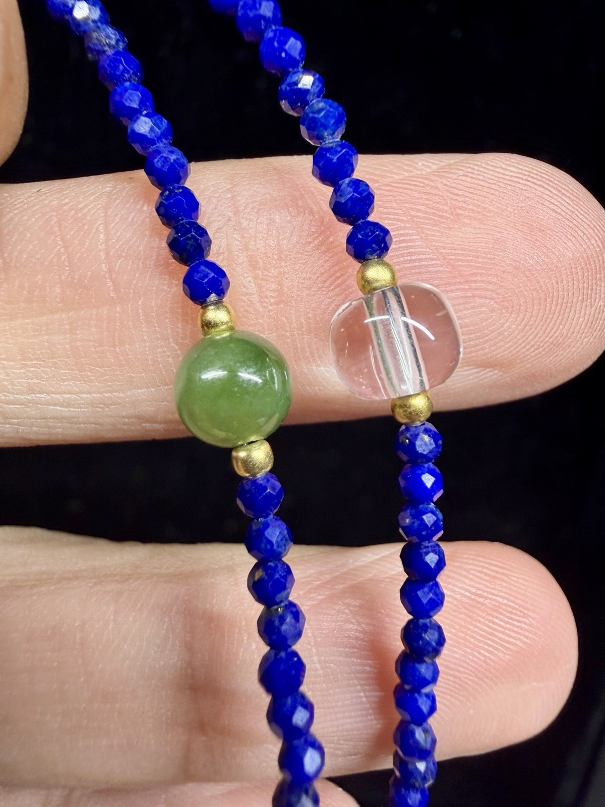 925 Sterling Silver Premium Blue Lapis Lazuli Round Bead Pendant Necklace