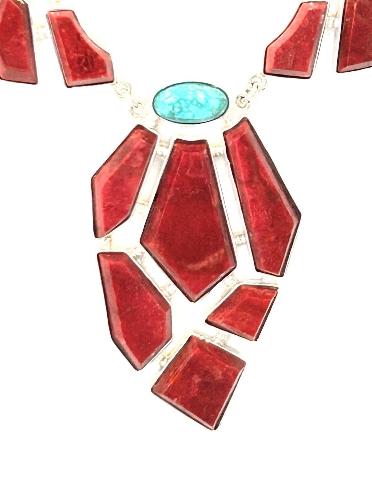 Jay King 30th Anniversary Sterling, Red Coral and Turquoise Statement Necklace