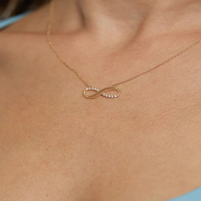 1ct Lab Grown Diamond 14K Yellow Gold Plated Stunning Infinity Pendant Necklace