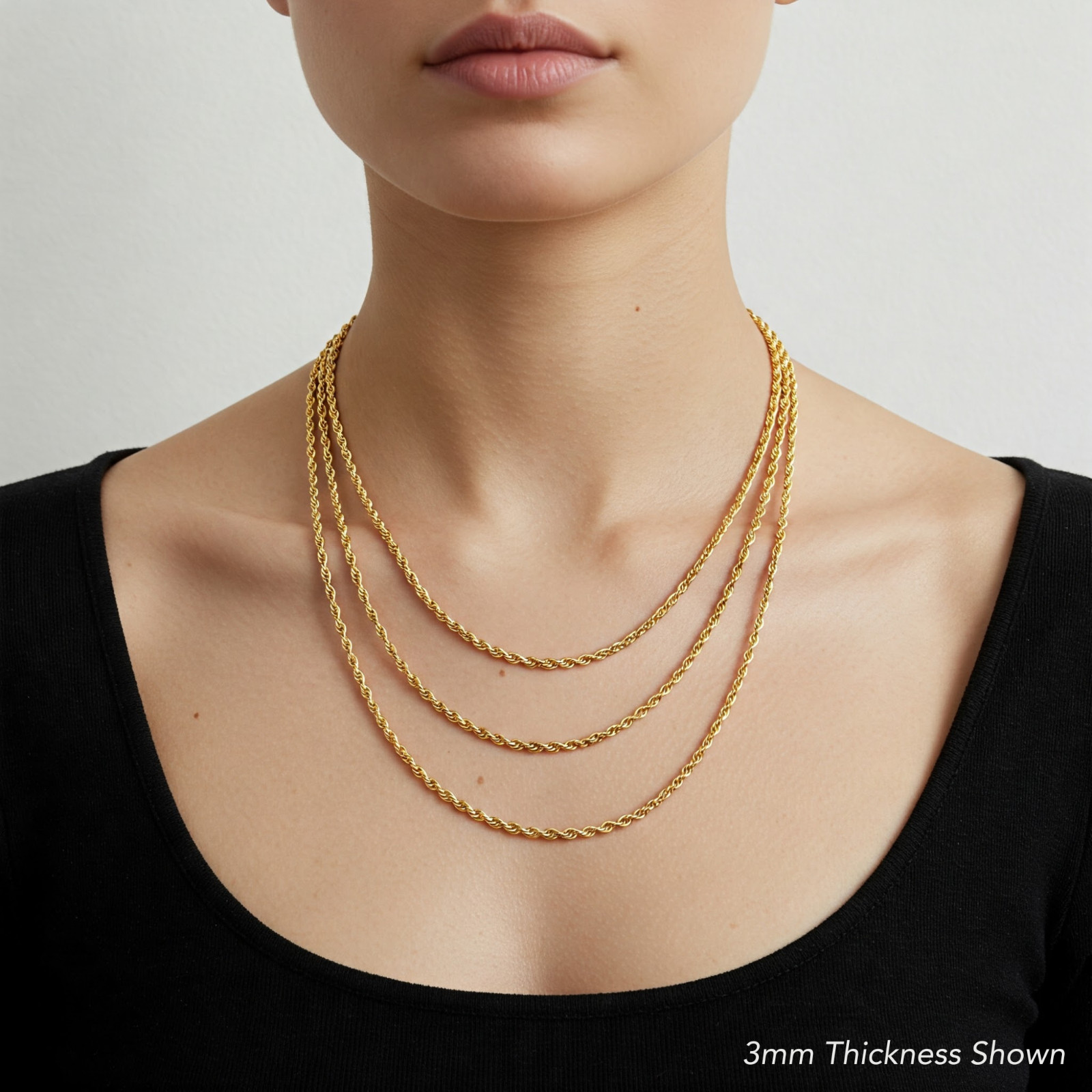 14K Real Solid Yellow Gold 2mm-6mm Rope Chain Italian Pendant Necklace 16″-26″