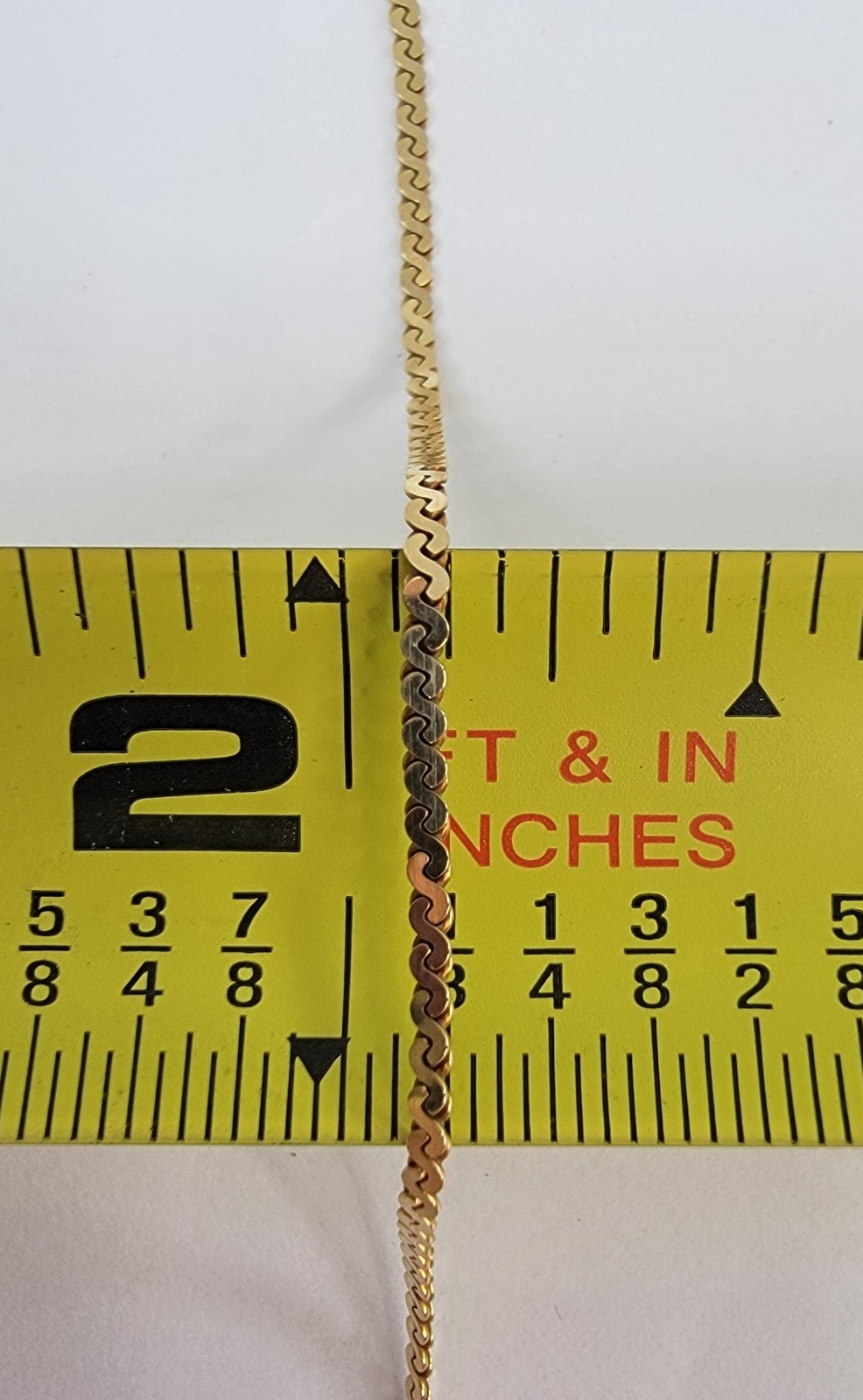 14K Solid Yellow Gold Serpentine Link 14.5″ Choker Necklace 2.1 g Stamped Italy