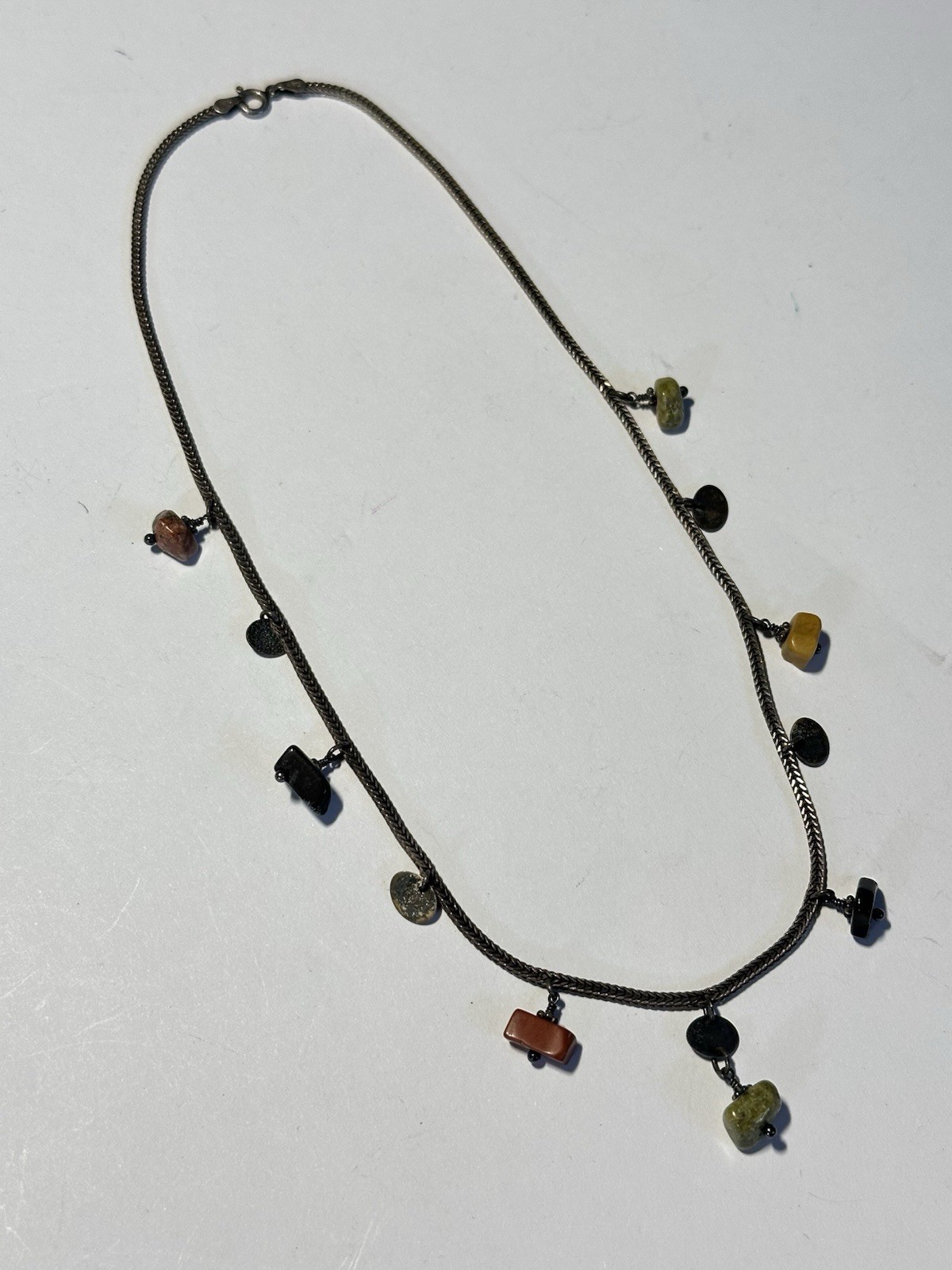 Silpada 925 Oxidized Silver Natural Stone Metal Disc Charm Necklace Retired