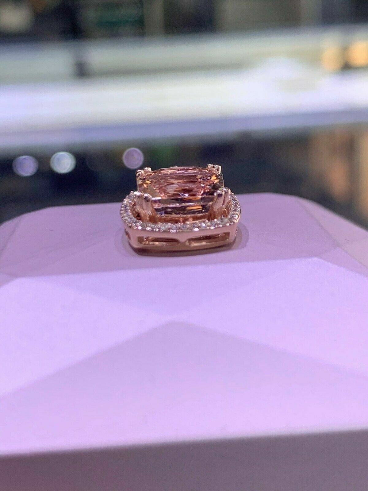 2.50Ct Cushion Cut Morganite Solitaire Pendant 14K Rose Gold Finish Free Chain
