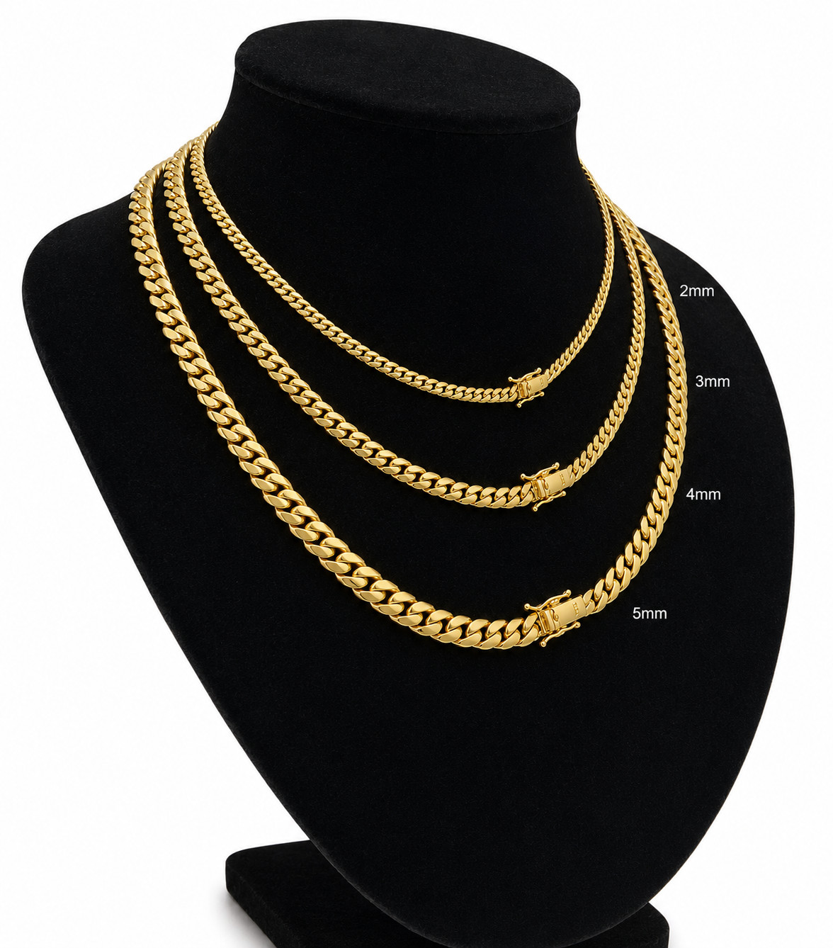10k Solid Gold Miami Cuban Chain 2mm 3mm 4mm 5mm 18 20 22 24 inch Men Women