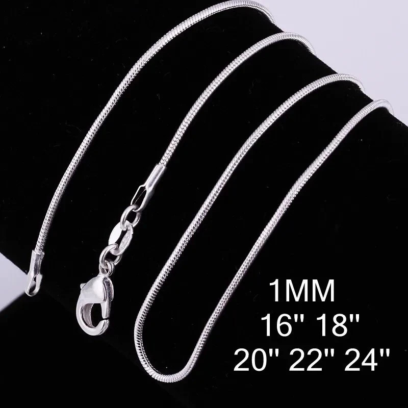 Men&Women’s 925 Sterling Silver Tarnish-Free Italian Snake Chain Necklace 16-24*