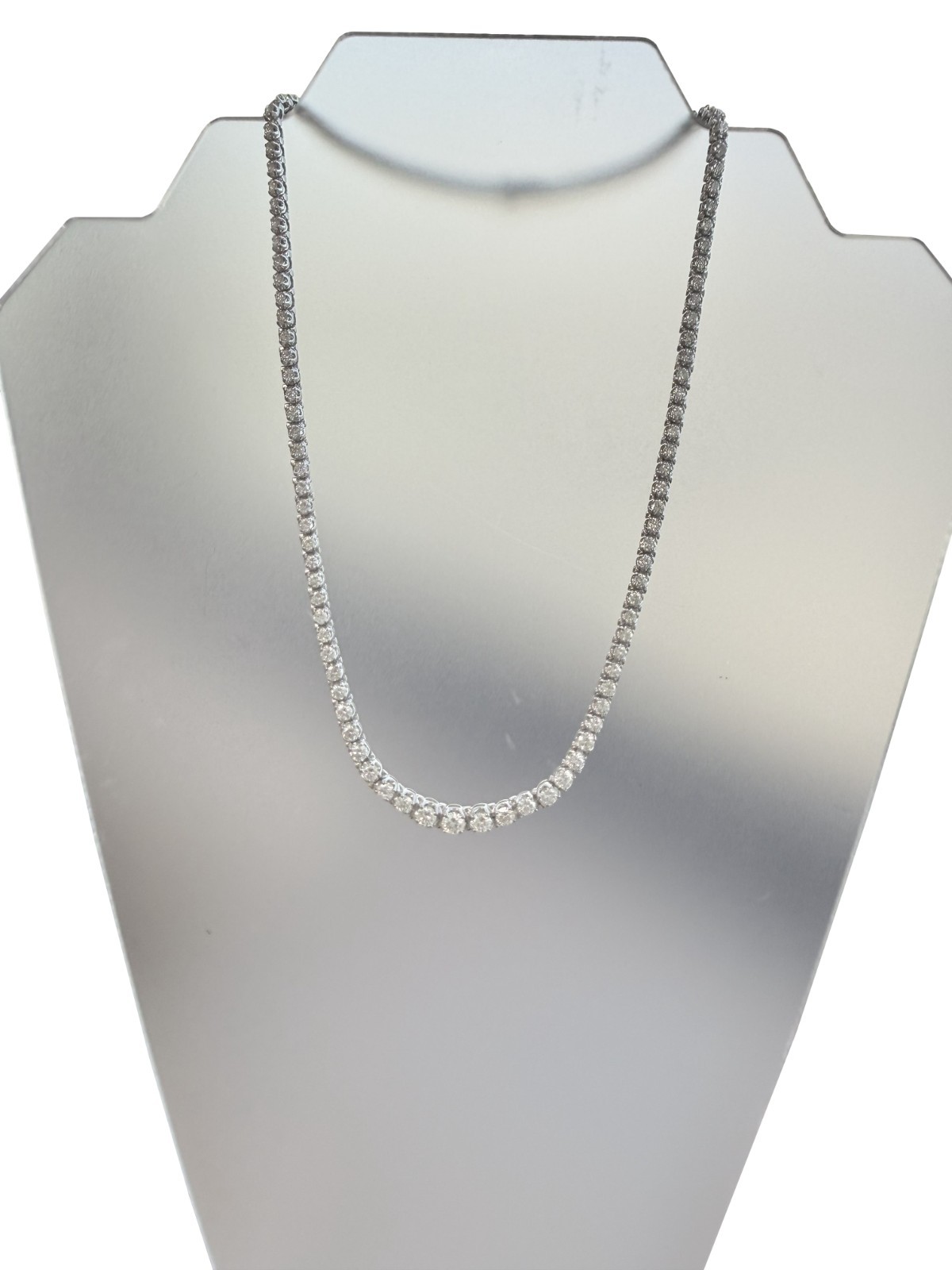 15.50 CTW Natural Diamond Tennis Necklace 14K White Gold G-H Color VS2 17 Inches