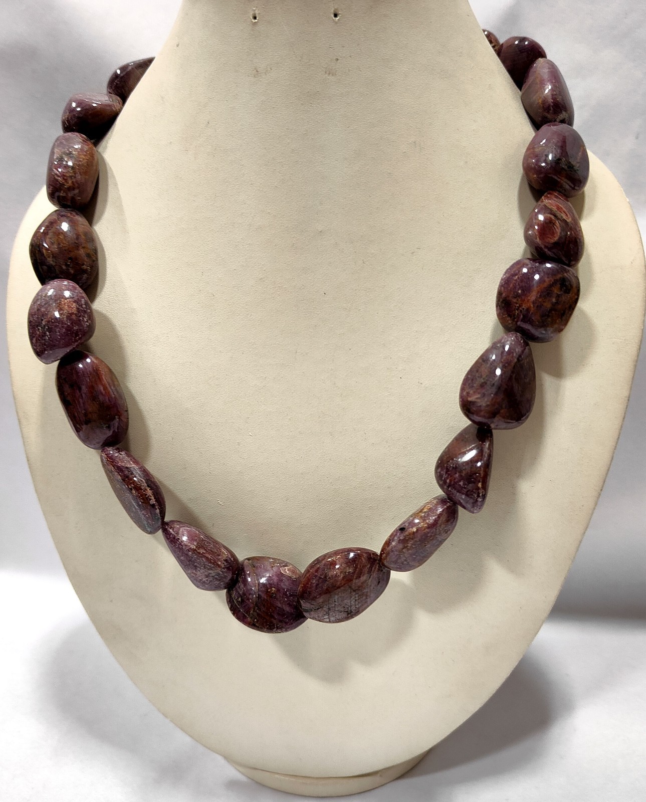 Natural Indian Ruby Tumble Beads Necklace: Handmade AAA+ Quality, 20 Inches Bead