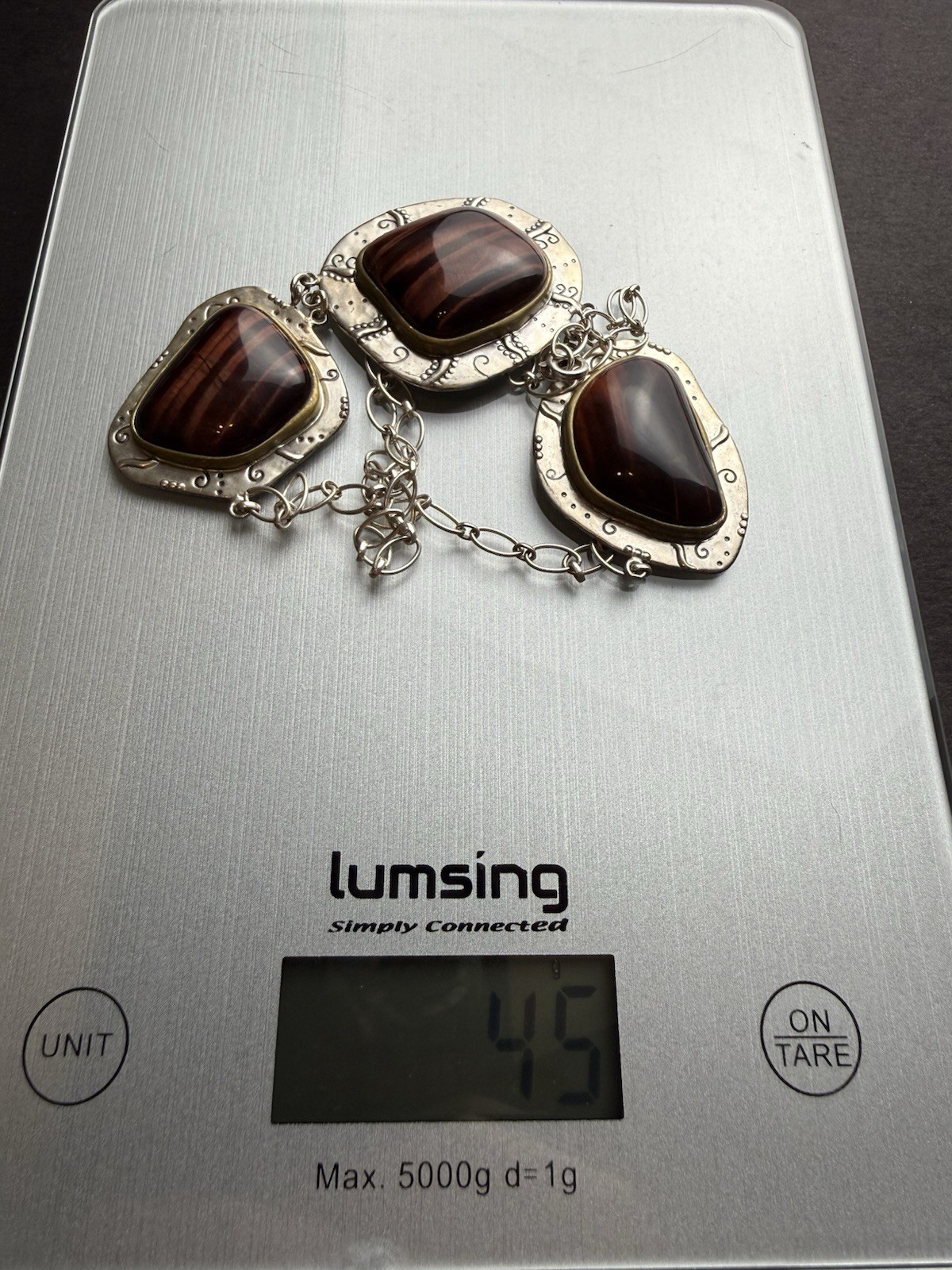 Silpada Retired Red Rocks Tigers Eye 925 Sterling Silver Necklace N3346