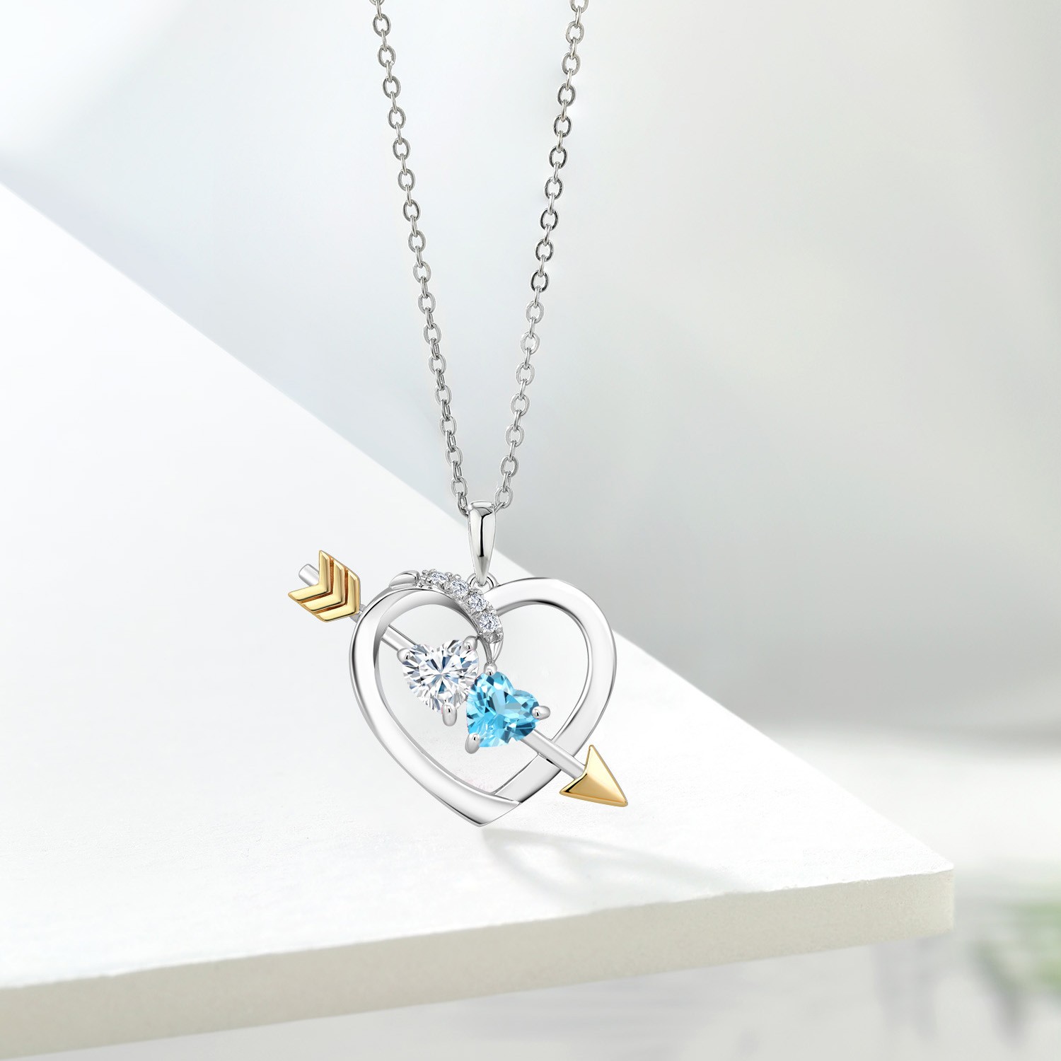925 Silver and 10K Yellow Gold Lab Grown Diamond Pendant Near Colorless (GH)