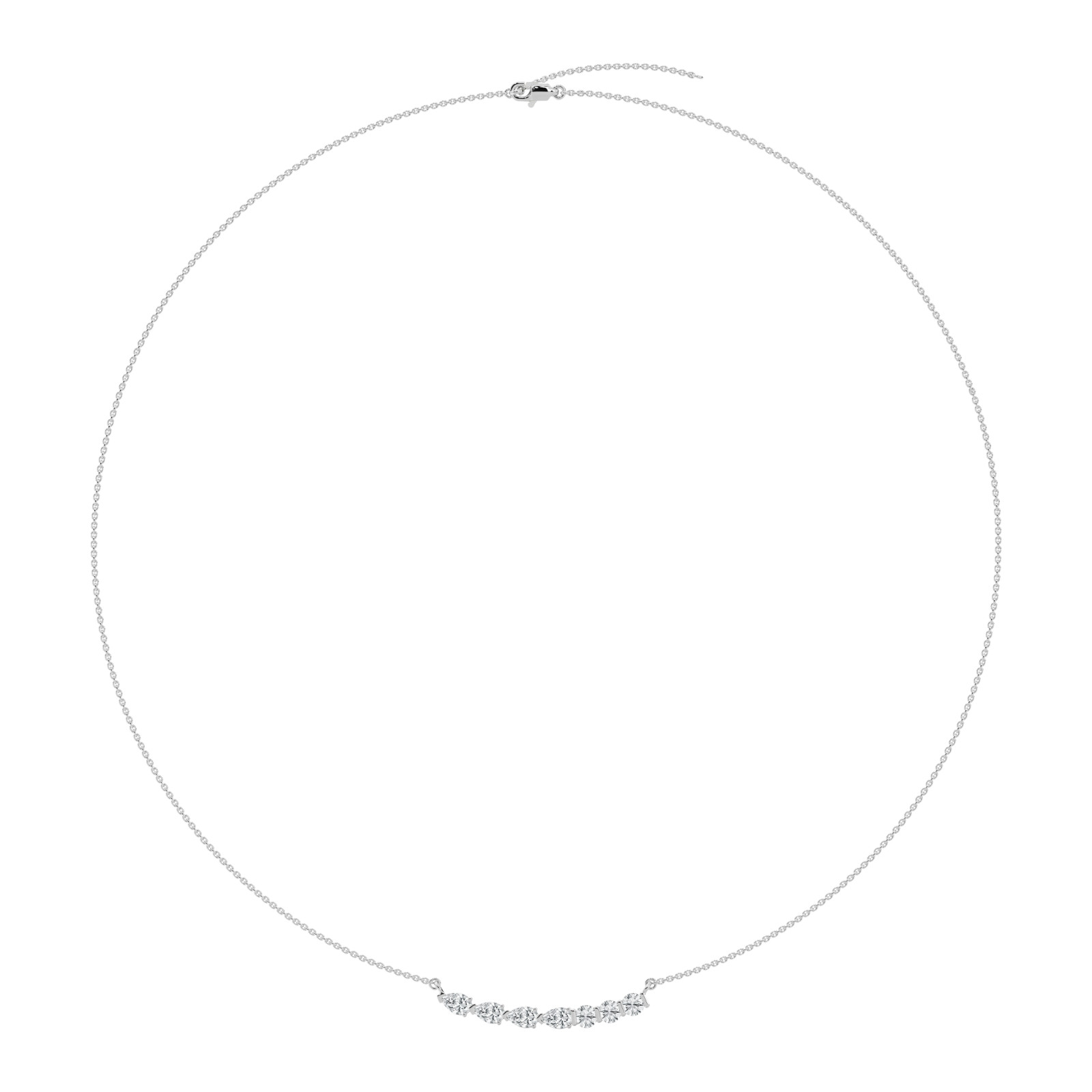1.00 Ct E-F VVS-VS Lab Grown Round Pear Diamond Necklace Pendant 14k White Gold