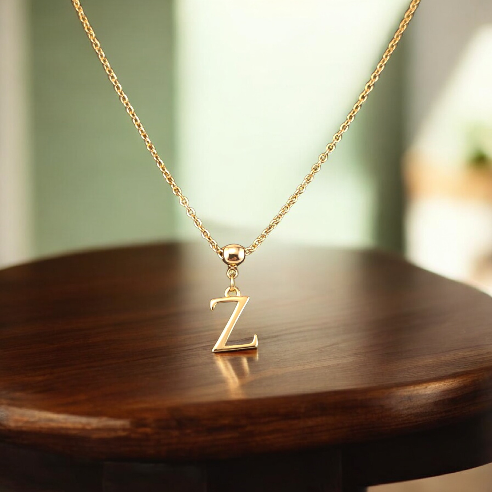 Personalized Initial Necklace – 14k Gold or Silver, Adjustable Letter Pendant