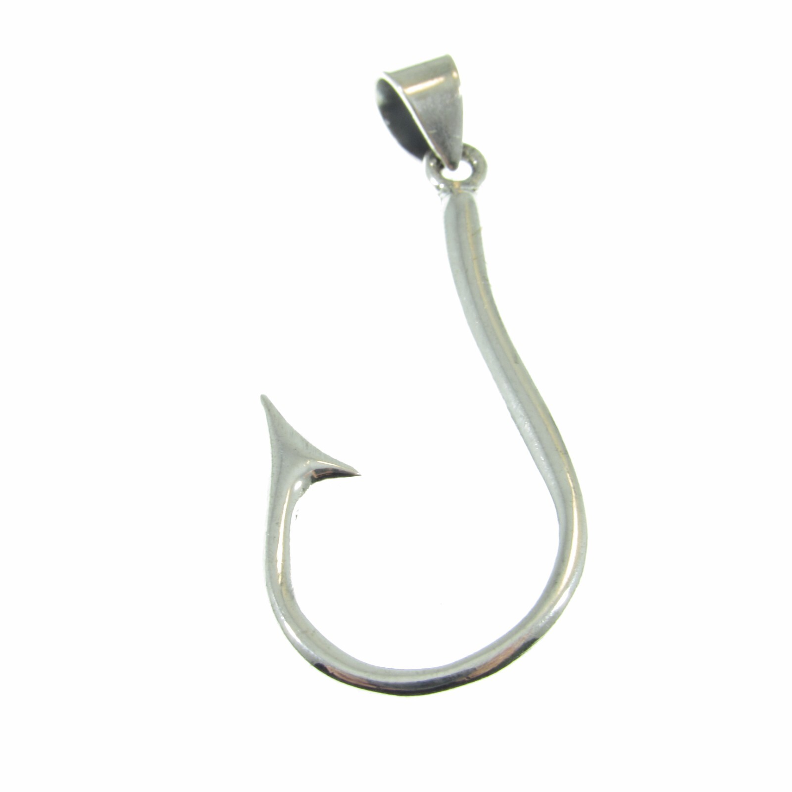 Handcrafted Solid 925 Sterling Silver Barbed J Hook Fish Hook Pendant
