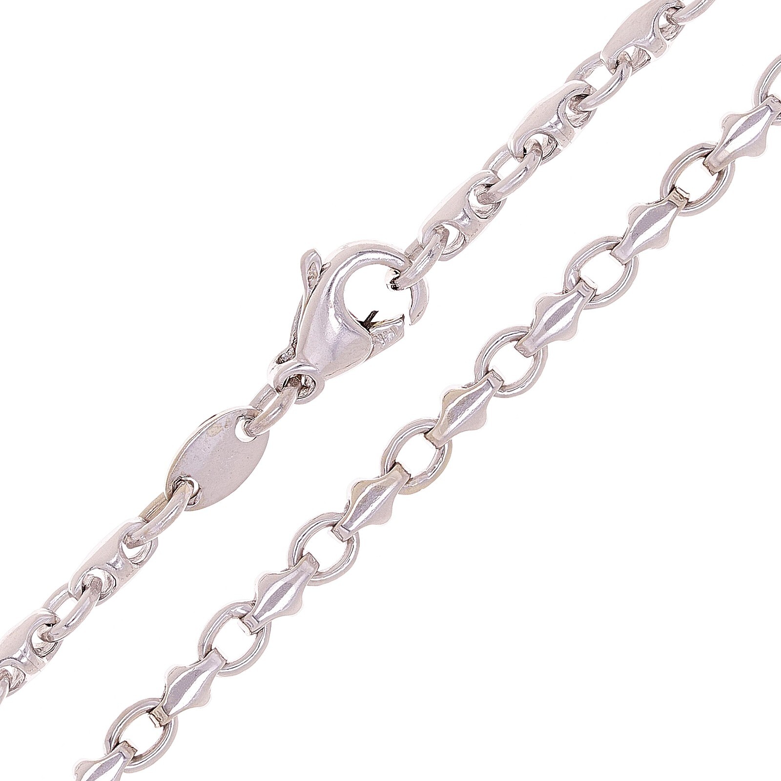 14k White Gold Solid Handmade Fashion Link Necklace 28″ 4mm 36.4 grams