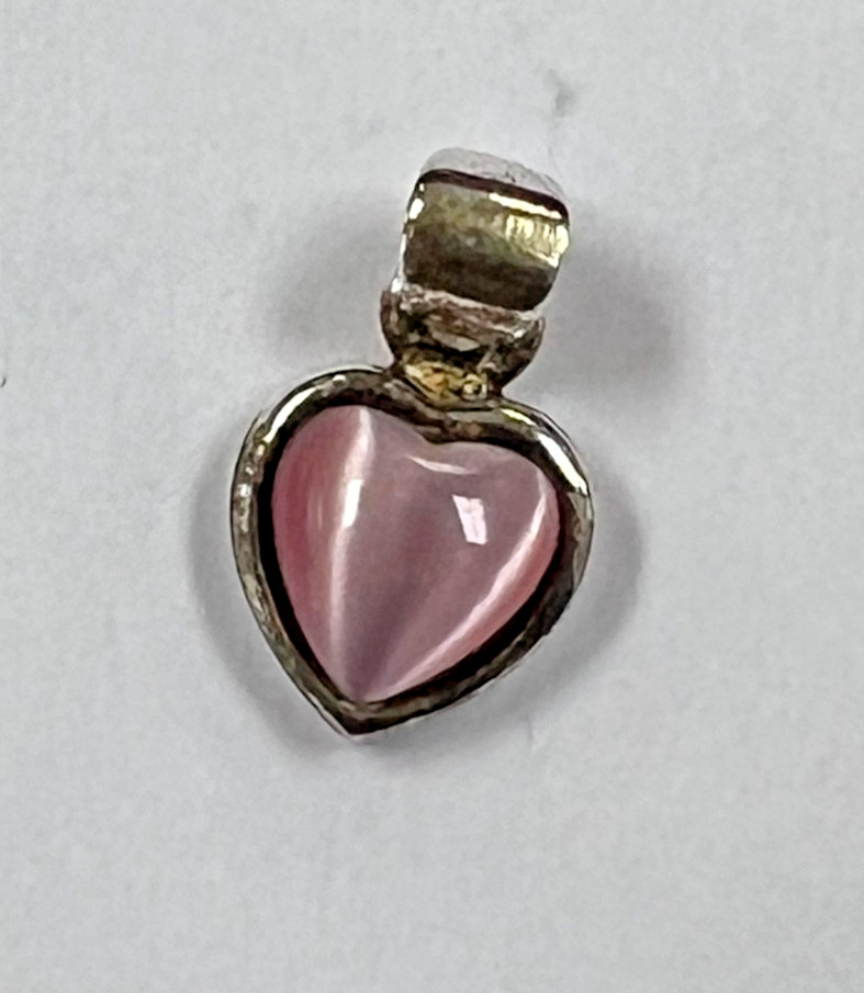 Unknown Designer Sterling Silver Drop Pendant with Pink Stone [085DuW]