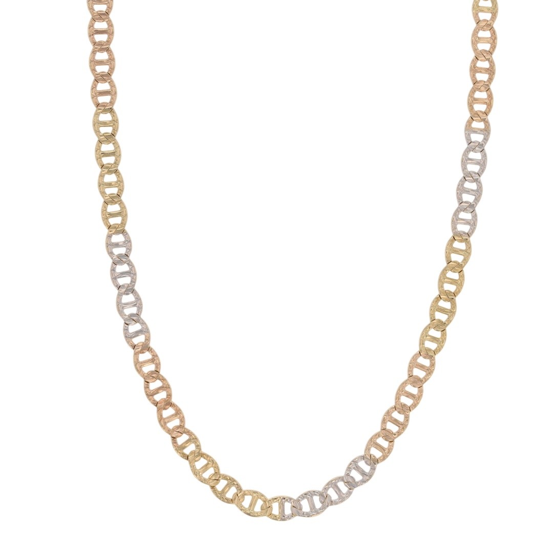 3.3mm Textured Anchor Link Chain 18″ Necklace 14k Multi-Tone Gold 6.85 Grams