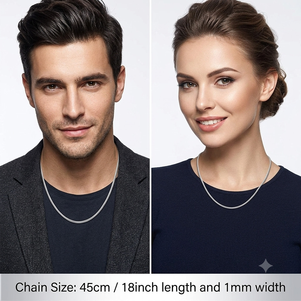 Italian Snake Chain Necklace 18inches Men&Women’s 925 Sterling Silver Tarnish