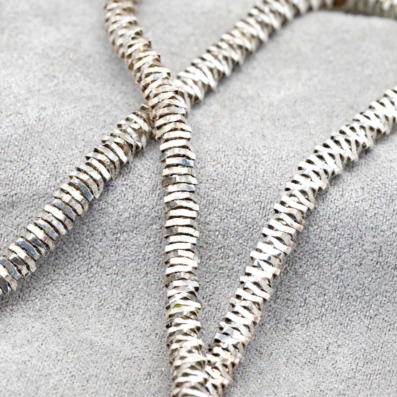 Milor Italy 925 sterling silver faceted beads chain necklace 20in 32grams