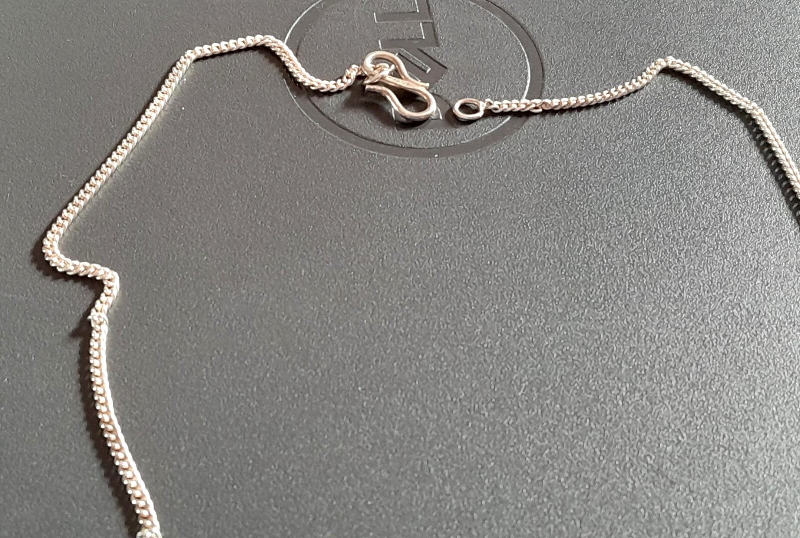 ANTIQUE 1910 STERLING SHEPHERD’S HOOK CEYLON MOON STONE NECKLACE HUES OF BLUE