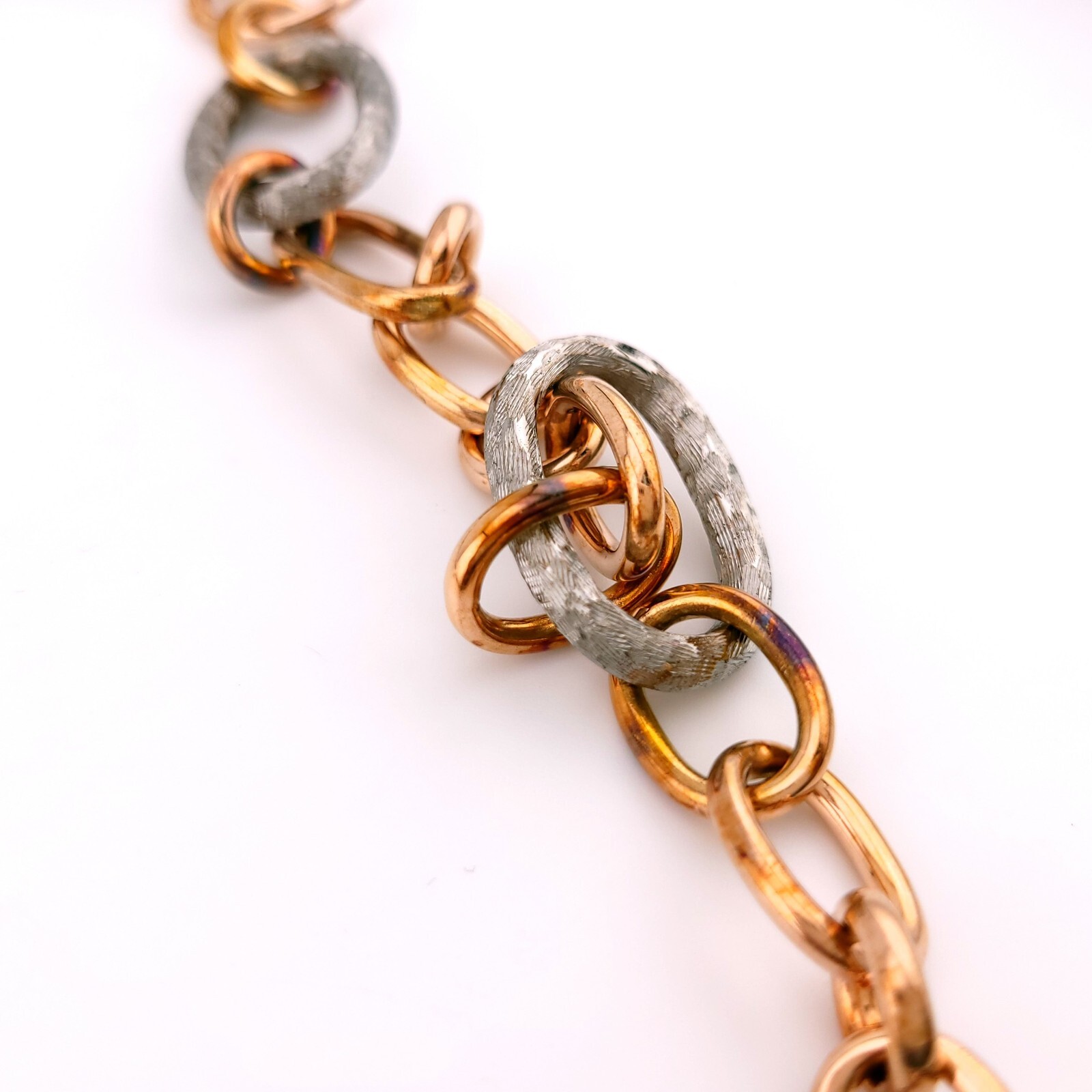 Daniel W. Danwak Sterling Silver Rose Gold Tone Large Chain Link 32″ In Necklace