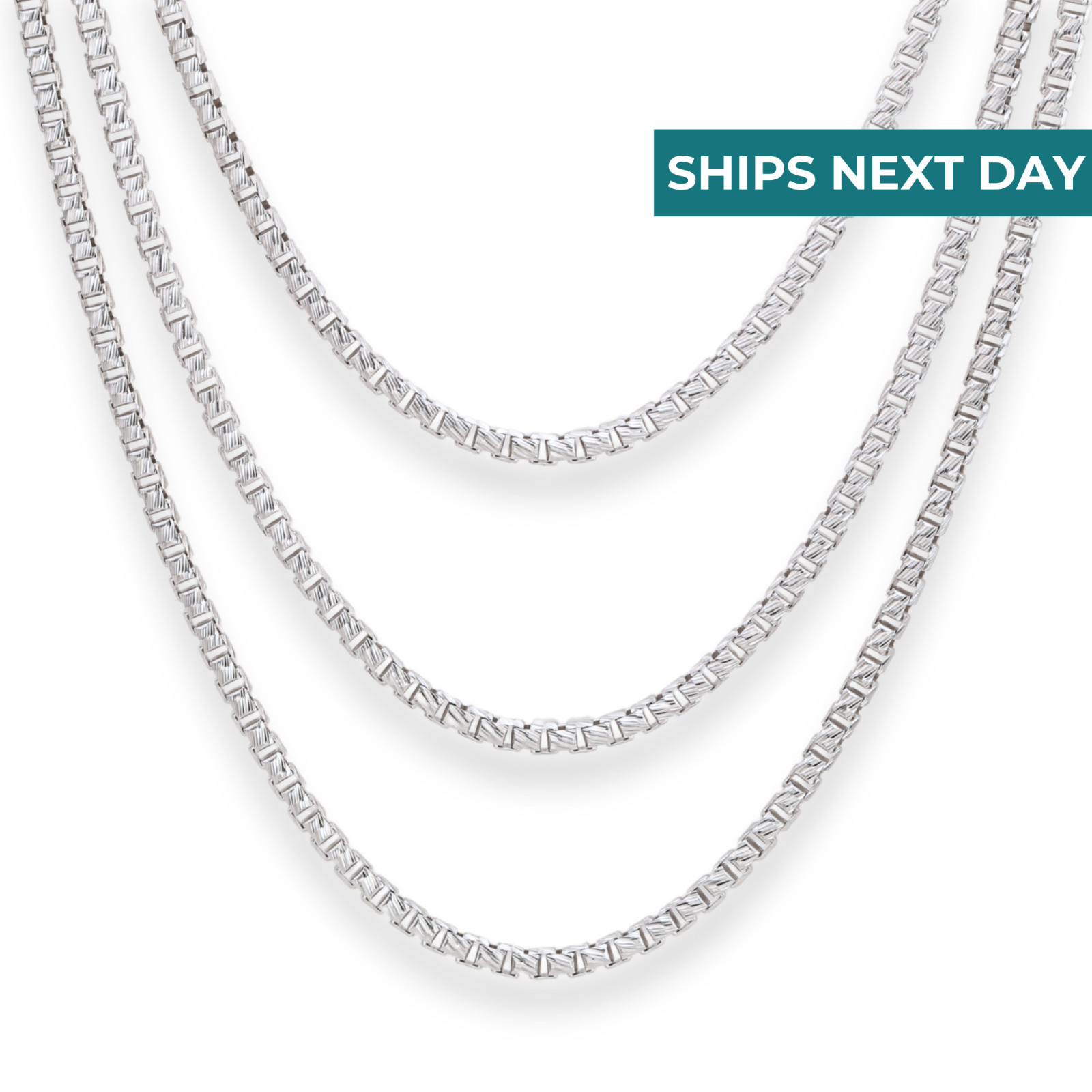 Solid 925 Sterling Silver 1mm-3mm Diamond-cut Box Chain Pendant Necklace 16″-24″
