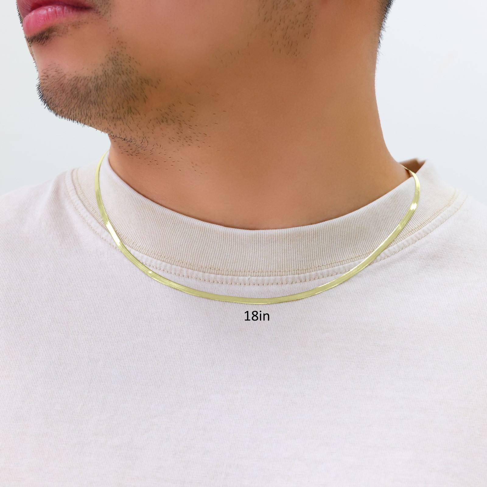 10K Yellow Gold Solid 3mm High Polish Herringbone Chain Womens Necklace 16″- 24″
