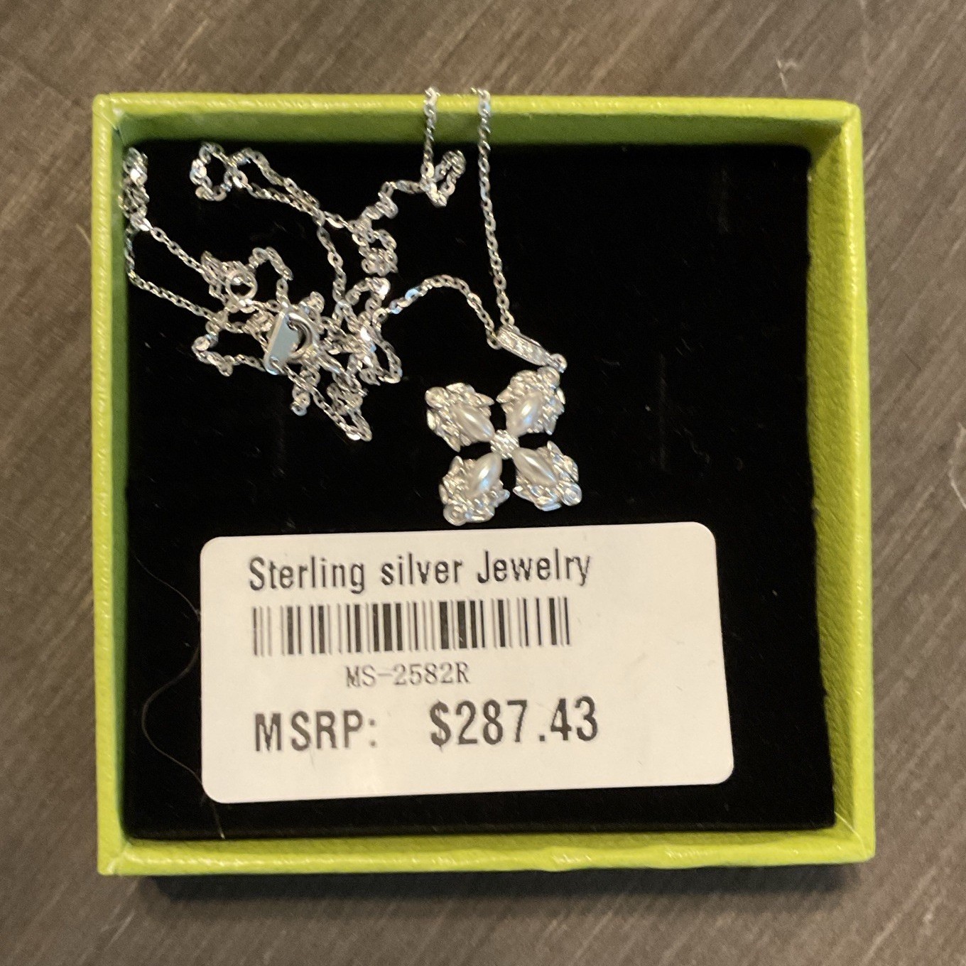 Sterling Silver 925 Clover Charm Pendant Necklace Cable Chain Spring Ring