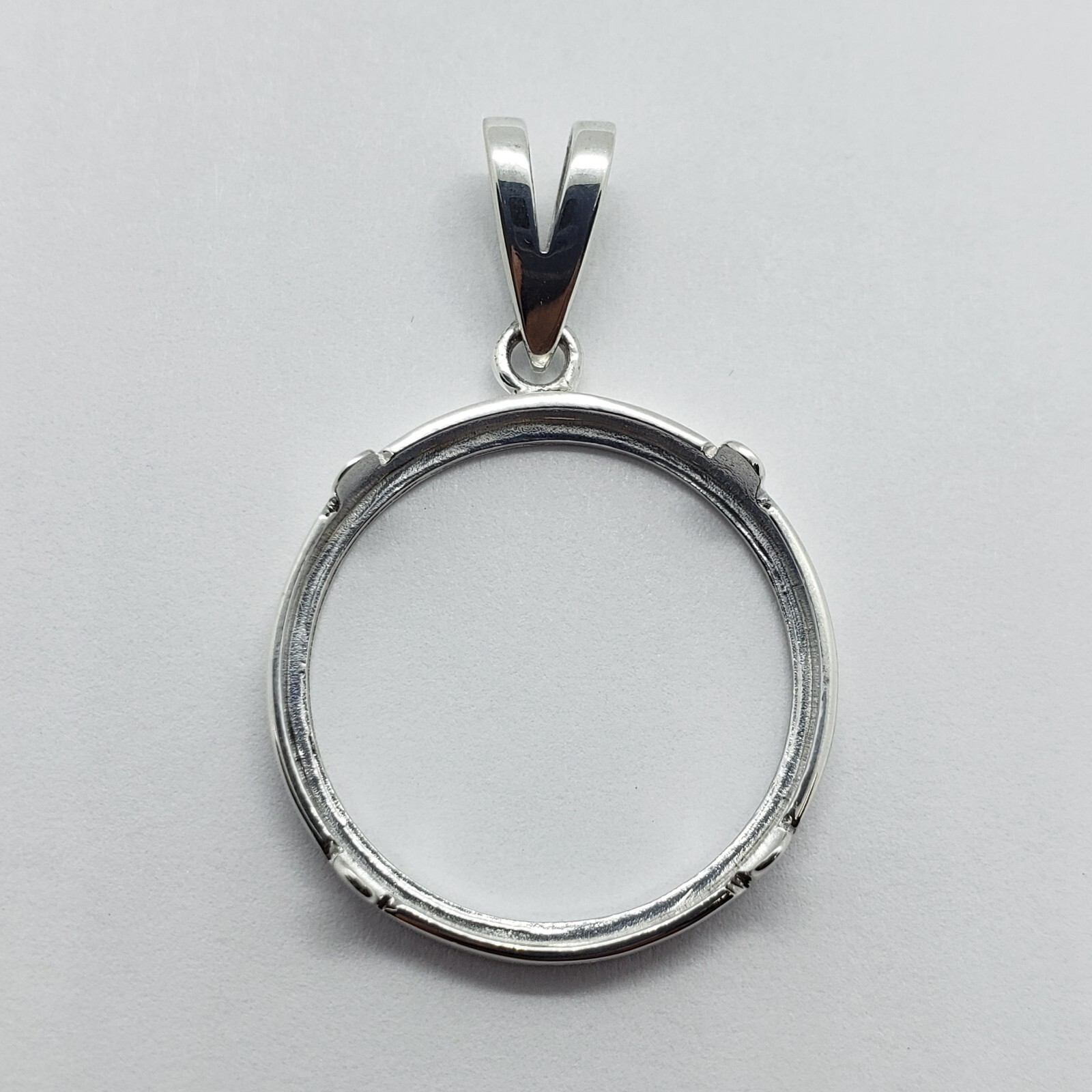 Sterling Silver Nickel Bezel 22 mm Coins Prong Back Square Edge 5 Cent No Coin