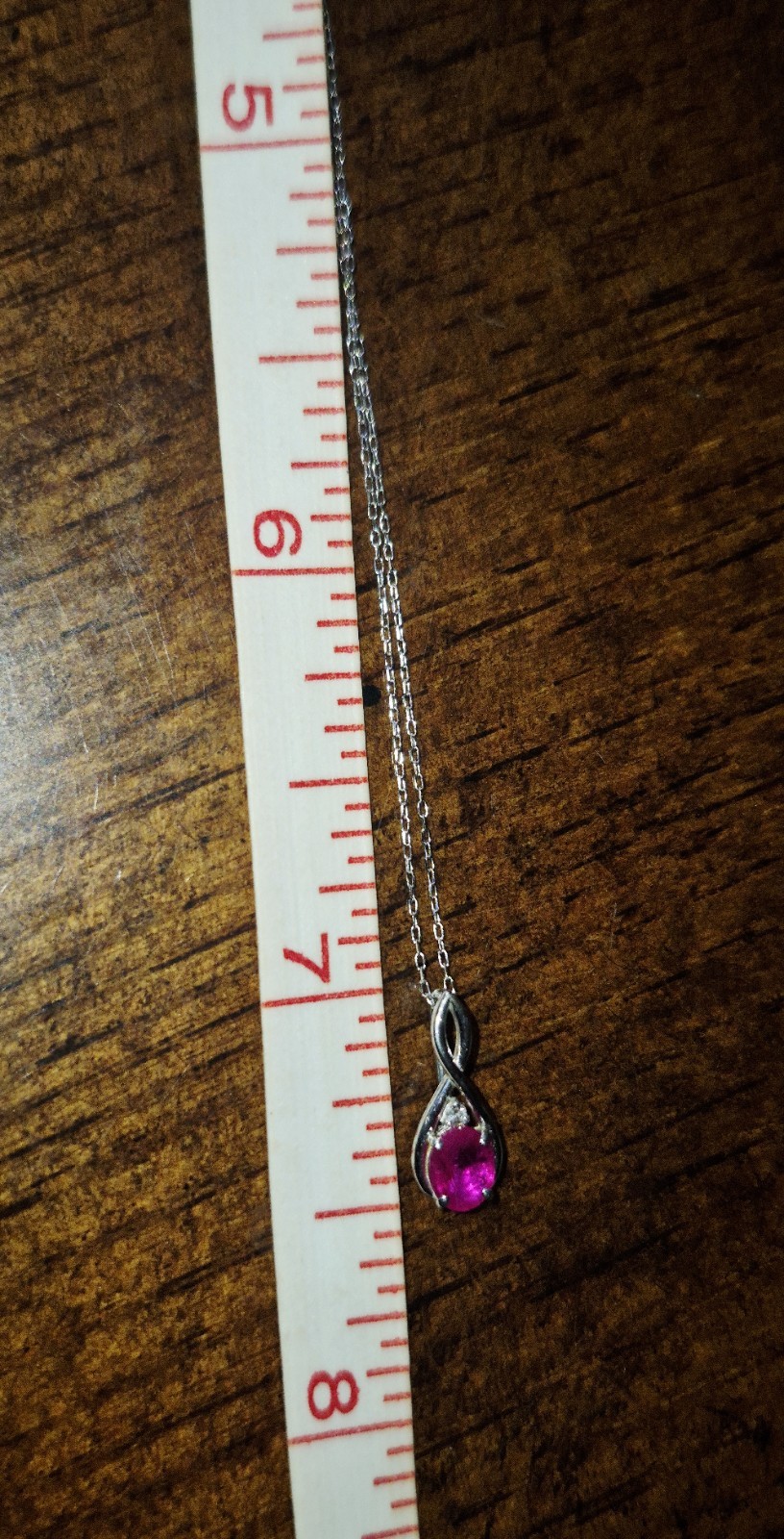 BEAUTIFUL 18k GOLD NATURAL RED RUBY & DIAMOND PENDANT 16″ NECKLACE W/CERTIFICATE