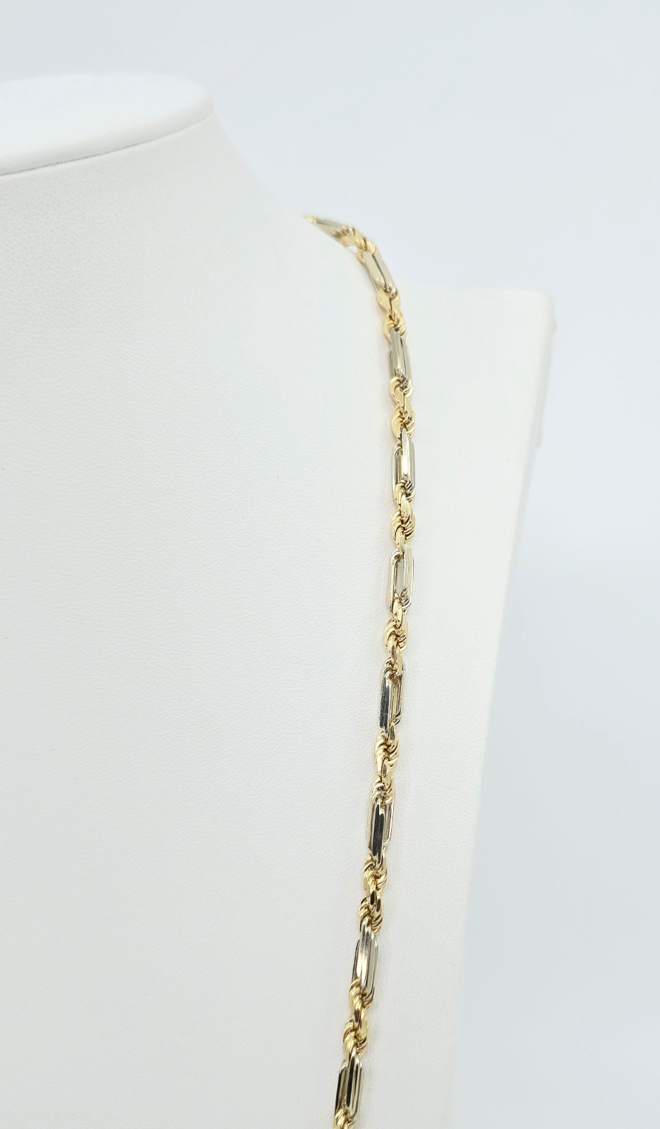 14K Two Tone Multi Color Gold Designer Milano Rope Chain Necklace – 26.5″ Length